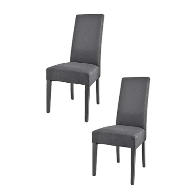 Image of t m c s Tommychairs Set of 2 chairs CHIARA suitable for kitchen and dining room, structure in beechwood painted dark grey color an upholstered seat covered colored fabric