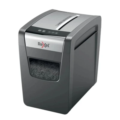 Image of Rexel Momentum X410 SL Slimline Cross Cut Paper Shredder, Shreds 11 10 Sheets (70 80 gsm), 23 Litre Bin, Black, 2104573