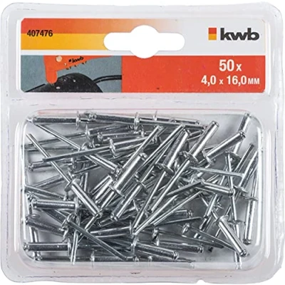 Image of kwb Blind Rivets/pop Rivets Ø 4 mm, Length 16 Made of Aluminum, with Galvanized Pen, for commercially Available Rivet Pliers