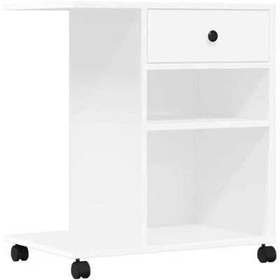 Image of vidaXL Printer Stand with Wheels White 60x40x68.5 cm