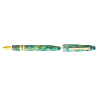 Image of Esterbrook ESG816 M Estie Sea Glass Series Fountain Pen Made of Acrylic Marble Green Gold Nib Medium Line Width