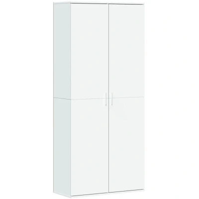 Image of vidaXL Highboard White Engineered Wood 80x35x180 cm Modern Storage Cabinet for Living Room, Office, and Bedroom