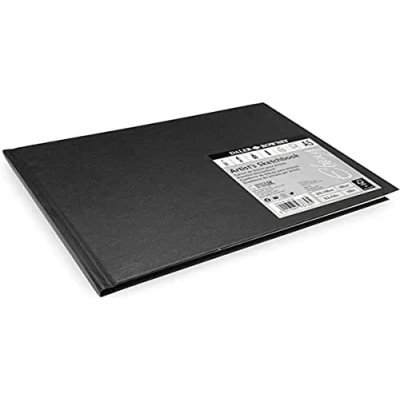 Image of Daler Rowney Ebony 160gsm A5 Lightly Textured Landscape Hardback Sketchbook, Perfect Bound, 54 White Sheets, Ideal for Professional Artists &amp; Students