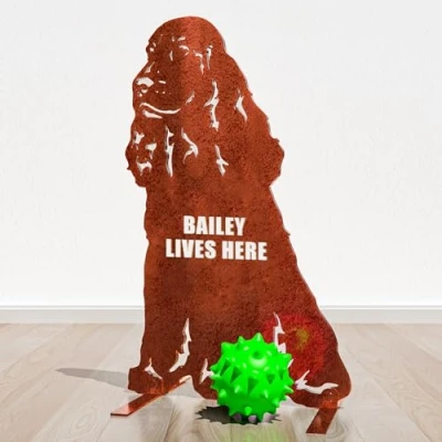 Image of Working Springer Spaniel Garden Ornament Christmas Dog Lover Gift Black English Gordon Setter Related Statue Figure Metal Home Decoration Sculpture (Personalised Natural)
