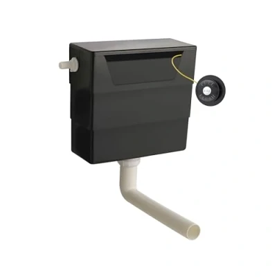 Image of Universal Water Saving Dual Flush Side Inlet &amp; Traditional Push Button Matt Black/Black