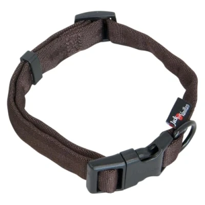 Image of JACK AND VANILLA, Comfort Tube Nylon Dog Collar, Brown, Size 25 mm x 39 65 cm