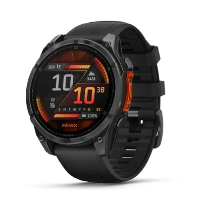 Image of Garmin fēnix 8,47mm Premium Multisport GPS Smartwatch,AMOLED Touch Screen,Advanced Health and Training Features,Built in LED flashlight,Adventure Watch with up to 16 days battery life,Slate Gray