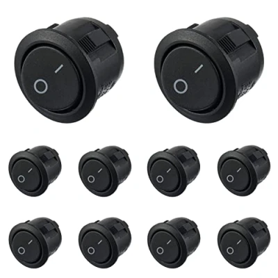 Image of HUAREW Rocker Switch ON/Off KCD1 Mini Round Toggle SPST 2Pin Snap in Latching with Wires Pre Wired AC 6A/250V 10A/125V,for car Boat(10Pcs)