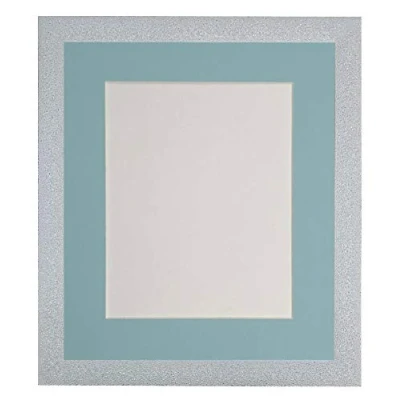 Image of FRAMES BY POST Glitz White Picture Photo Frame with Blue Mount 12 x Image Size 10 Inch Plastic Glass