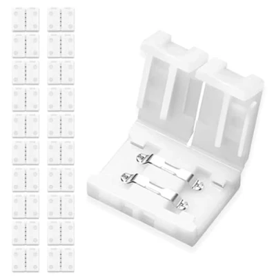 Image of UBRAVE LED Light Connector, 20 Pcs 8mm 2 Pin RGB Strip Gapless Adapter for SMD 3528/2835 Multicolor Lights 12V 24V, White