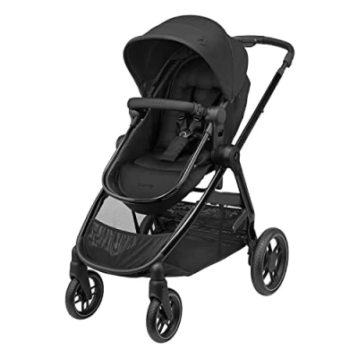 Image of Maxi Cosi Zelia 3 Luxe 2 in 1 Prams Travel System, 0 4 Years, up to 22 kg, Baby Stroller, Reclinable, Reversible Pushchair Seat &amp; Pram Body, One Hand Fold, XXL Shopping Basket, Twillic Black