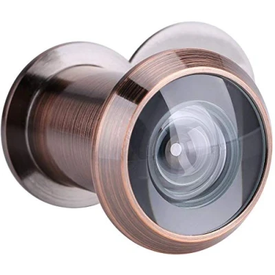 Image of Zerodis Door Viewer Security Peek Peephole Optical Glass 220 Degree Wide Angle with Privacy Cover (Red Bronze)