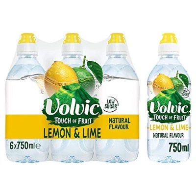Image of Volvic Touch of Fruit Lemon and Lime Sports Cap 750ml (Pack 6 x 75cl)