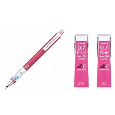 Image of Uni Mechanical Pencil Kurutoga Standard 0.7mm Pink (M74501P.13)+ Lead Nano Dia Color (U07202NDC.13) 2set