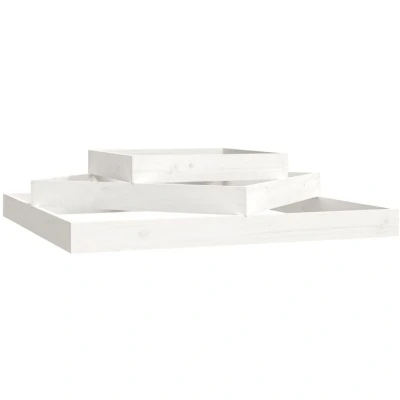 Image of vidaXL Solid Wood Pine Planter White 112x112x27 cm Raised Bed Flower Stand
