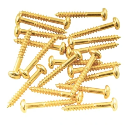 Image of Musiclily 6.5x 28.5mm Guitar Tremolo Bridge Mounting Screws for Strat Style, Gold (20 Pieces)