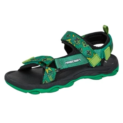 Image of Minecraft Sandals Kids Sports Trekker Green 11 UK Child