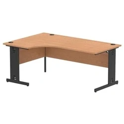Image of Impulse 1800 LH Crescent Office Desk Oak Top Black Cable Managed Leg