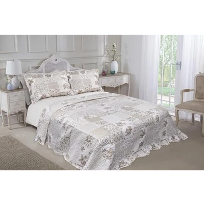 Image of Emma Barclay Cotswold Quilted Patchwork Bedspread Set in Natural Double