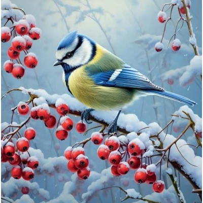 Image of Noel Tatt Charity Christmas Cards Pack of 10 with 2 Garden Birds and Berries Designs Eco Friendly Xmas Multipack Envelopes