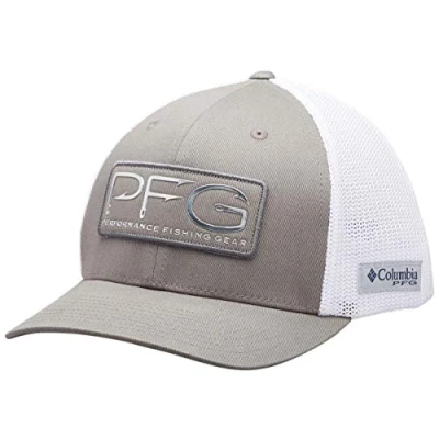 Image of Columbia Unisex Adult PFG Hooks Mesh Ball Cap, Titanium/Silver, S/M