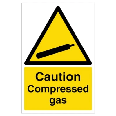 Image of V Safety Caution Compressed Gas Warning Sign 200mm x 300mm 1mm Rigid Plastic