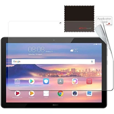 Image of TECHGEAR [Pack of 2 Screen Protectors for Huawei Mediapad T5 10 (10.1&quot; Screen) Ultra Clear Protector Guard Covers with Cleaning Cloth &amp; Application Card
