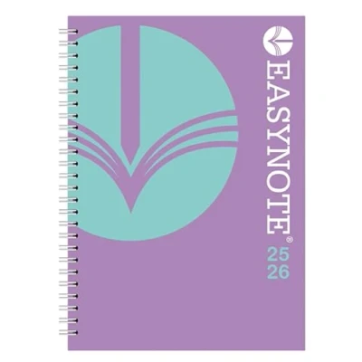 Image of 2025 26 A5 Academic Diary Week to View Planner Twin Wire Purple Softcover Easynote Organiser