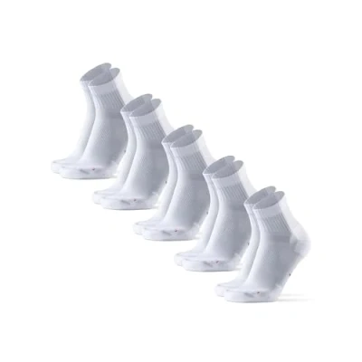 Image of DANISH ENDURANCE Cushioned Running Socks for Long Distances, Quarter Length, Anti Blister Men &amp; Women, 5 Pack, White, 9 12