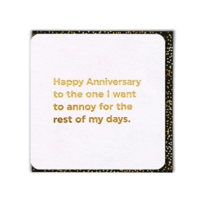 Image of Brainbox Candy Funny Silly Hilarious Cheeky Husband Wife Happy Wedding Anniversary Card &#039;Anniversary Annoy&#039; Perfect For Boyfriend Girlfriend Partner