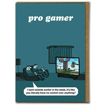 Image of Official Modern Toss Funny Birthday Card &#039;Pro Gamer Card&#039; Perfect for Friends Mates Him Her Boy Girlfriend Colleague Partner Sold by Brainbox Candy
