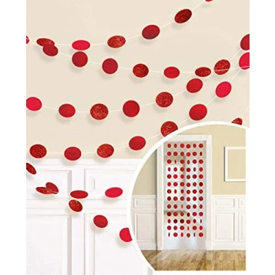 Image of Amscan 672424 40 Deco Rnd Glitter Strng Ap Red