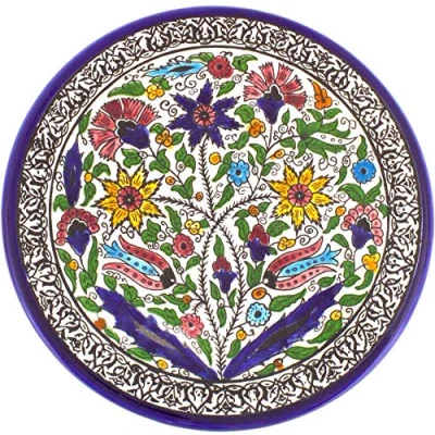 Image of Armenian Ceramic Decorated Plate, Scilla Floral Design, 27 Centimetres