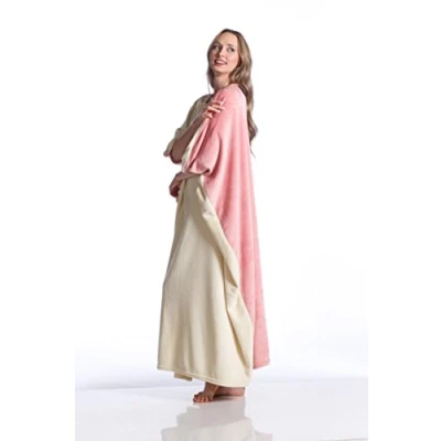 Image of Kanguru Momonga Rose wearable blanket, fleece blankets for adults, oodies women, birthday gifts funny fluffy Pink, Size 120 x cm