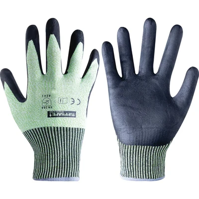 Image of Tuffsafe Cut Resistant Gloves, Nitrile Foam Coated, Green/Black, Size 7