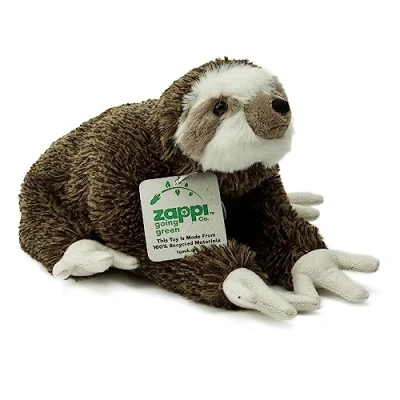 Image of Zappi Co Ultra Soft Sloth Plush Toy (24.5cm Length) 100% Recycled, Eco Friendly, Newborn Gift, Realistic Lifelike