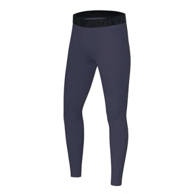 Image of PowerLayer Men&#039;s Running Workout Thermal Compression Base Layer Leggings Tights Graphite, L