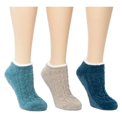 Image of Cuddl Duds Women Cozy Lined Super Soft Low Cut Lounge Socks, Green, One size