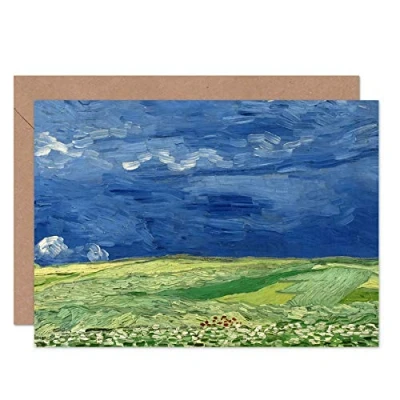 Image of Artery8 Van Gogh Wheatfield Under Thunderclouds Painting Fine Art Greeting Card Plus Envelope Blank Inside