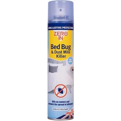 Image of SK INFINITY Zero In Bed Bug &amp; Dust Mite Killer Long Lasting Protection for Over 2 weeks Treats Mattresses, Beds and Furniture Ready To Use Child Pet Safe Spray 300 ml (Pack of 1)