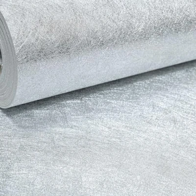 Image of SOPHIE LAURENCE Plain Silver Sienna Texture Metallic Foil Vinyl Wallpaper Ultra Heavyweight, Peelable &amp; Washable Ideal for Any Room