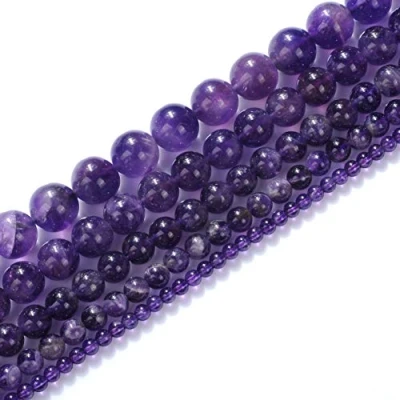 Image of Ruilong Natural Round Dream Amethyst Agate Loose Stone Beads Bulk for Jewelry Making (6MM),Purple