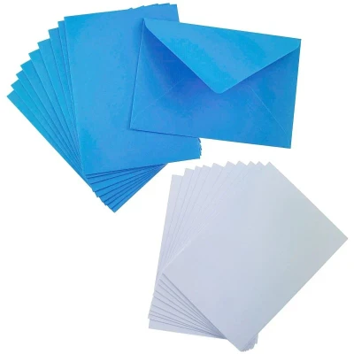 Image of White A6 Card and Blue Envelope Packs (10)