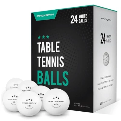 Image of PRO SPIN Ping Pong Balls White 3 Star 40+ Table Tennis High Performance ABS Training Ultimate Durability for Indoor &amp; Outdoor (Pack of 24)