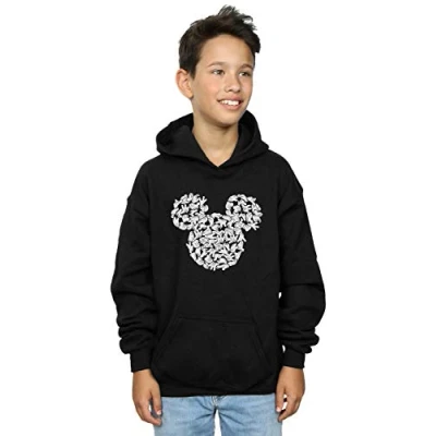 Image of Disney Boys Mickey Mouse Head of Hands Hoodie Black 12 13 Years