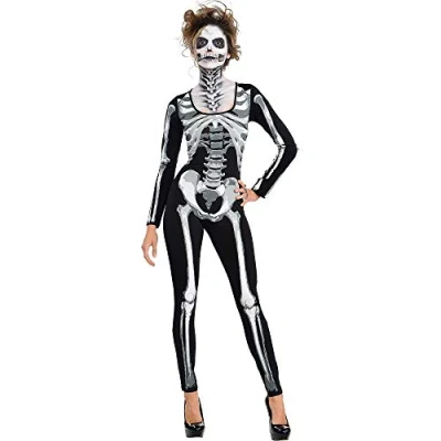 Image of (PKT) Adult Ladies Black &amp; Bone Catsuit Costume