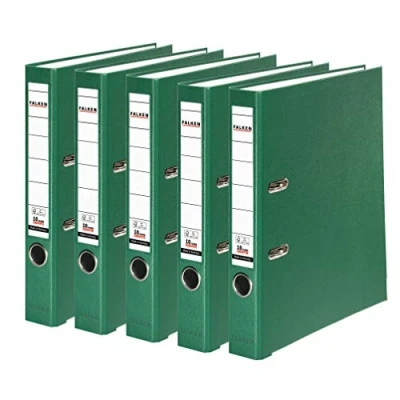 Image of Original Falken 5 pack PP Color Plastic folders. Made in Germany. cm narrow DIN A4 green Vegan ring binder file folder Letter Office Slotted