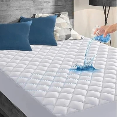 Image of Quilted Waterproof mattress protector Double bed Super Absorbent Hypoallergenic, Breathable sheet fitted style (137x190 CM)