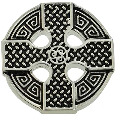 Image of Round Celtic Cross Pin Badge Black 2.5 x 2.5cm