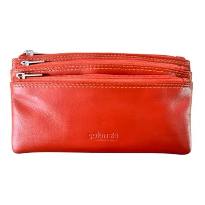 Image of GOLUNSKI Soft Leather 3 Section Zipped Coin Purse 0330 (Orange)